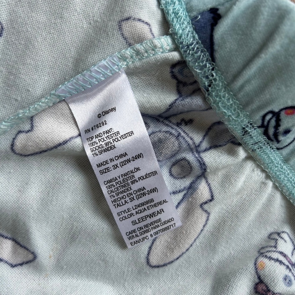 Disney Lilo & Stitch Aqua Ethereal Pajama Set 3X Henley Top Jogger Pants - Picture 7 of 10